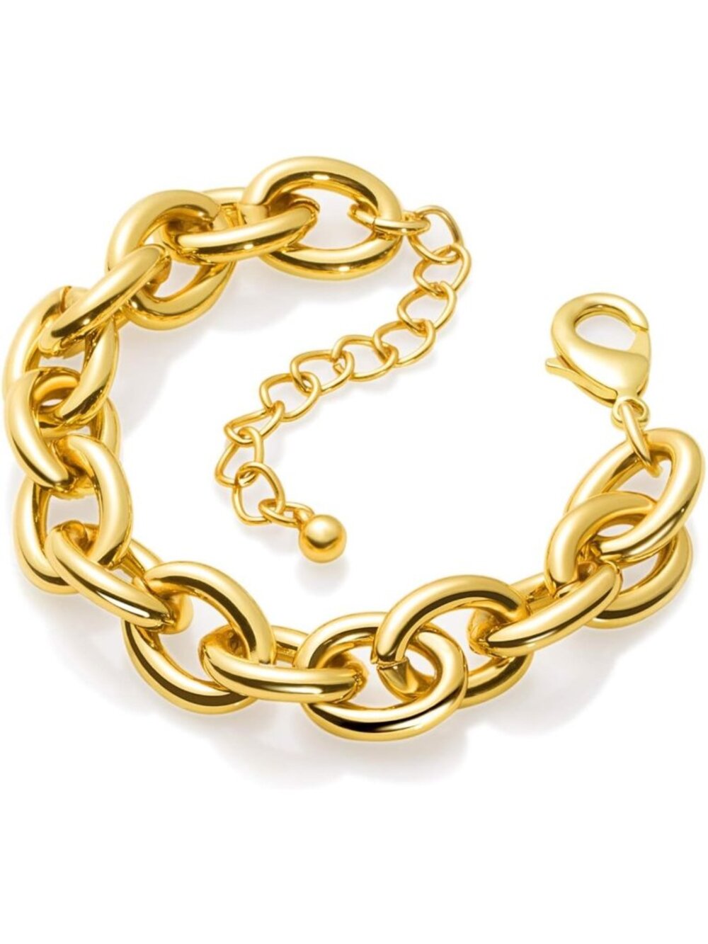 Chunky 14k Gold Plated Large Link Chain Bracelet for Women - Stylish & Bold